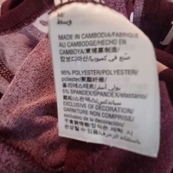 JENNI INTIMATES maroon drawstring waist Keyhole back long sleeve sleep romper - Picture 7 of 7